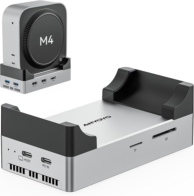 ANYOYO Mac mini M4 Dock and Stand, 10-in-1 Aluminum USB-C Hub by ANYOYO