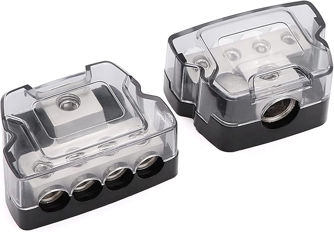 4 Way Power Distribution Block 1x 0/2/4 Gauge in 4X 4/8/10 Gauge Out Nickel - Image 7