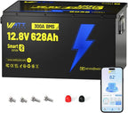 12V 628Ah LiFePO4 Lithium Battery 300A BMS, Built-in Bluetooth 5.0, Full Metal by Wattcycle