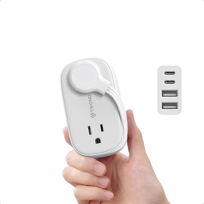 TROND Flat Plug Power Strip: 3.3ft Wrapped Short Extension Cord by TRONDOfficial