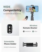 SENSYNE 62" Phone Tripod & Selfie Stick, Extendable Cell Phone Tripod Stand - Image 6