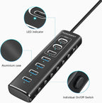 Powered USB Hub, Rosonway 7-Port USB 3.2/USB C Hub - Image 7