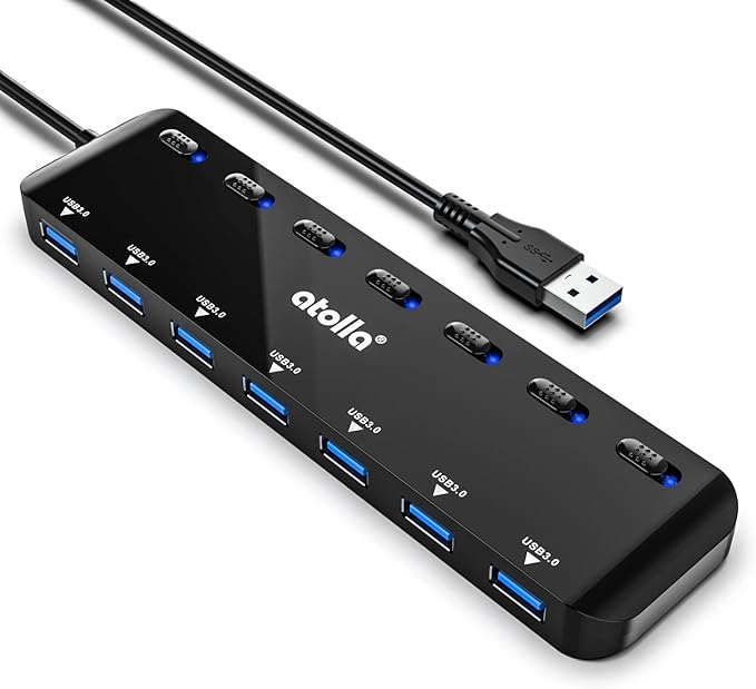 atolla 7-Port USB 3.0 Hub Splitter, USB Extender Ultra Slim Data USB Hub by atolla