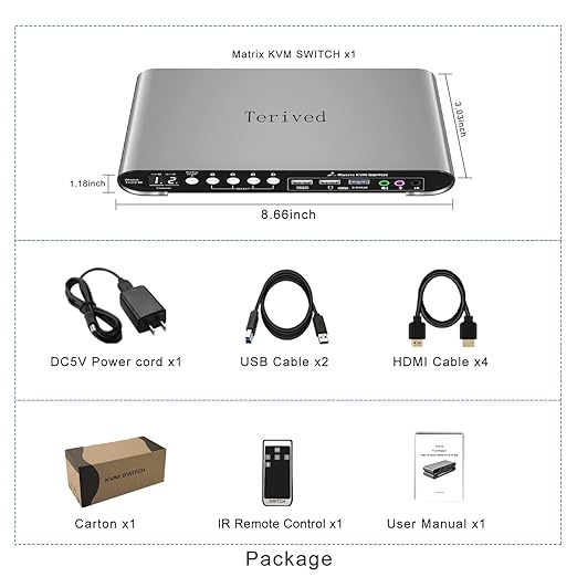 2 Computers 2 HDMI Monitors Matrix Automatic KVM Switch 4K@60Hz, Hotkey - Image 6