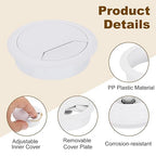uxcell 5 Pcs 60mm Desk Grommet, Plastic Cable Hole Cover, Wire Cord Cable - Image 3