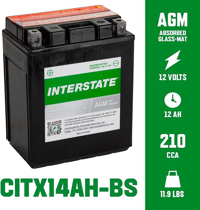Interstate Batteries YTX14AH-BS 12V 12Ah Powersports Battery 210CCA - Image 3