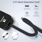 2Pack Small Power Strip Black Outlet - 1FT Heavy Duty Power Extension Cord - Image 2