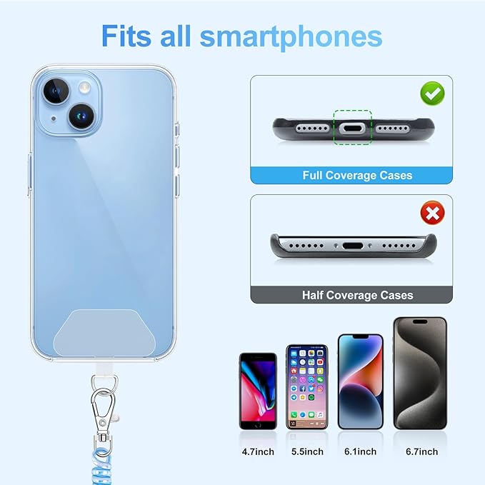 SHANSHUI Phone Tether, 4 x Tether Pacthes & Carabiner Clips Universal Cellphone - Image 4