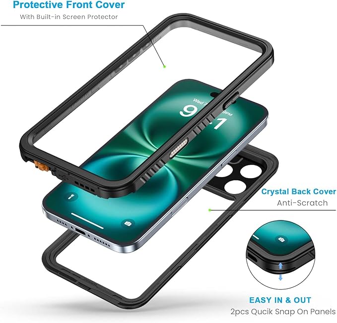 Lanhiem Magnetic for iPhone 16 Pro Case, IP68 Waterproof Case - Image 3