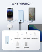 VRURC Portable Charger Built-in Cables and AC Wall Plug, USB C Power Bank - Image 4