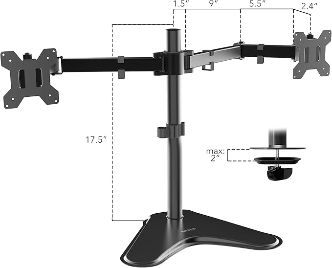 Mount-It! Dual Monitor Stand, Premium Adjustable Desk Mount - Image 4