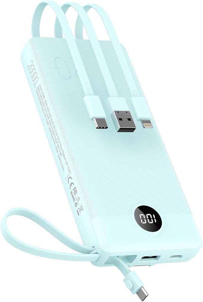 VEEKTOMX Portable Charger with Built-in Cables, 20000mAh Power Bank by VEEKTOMX