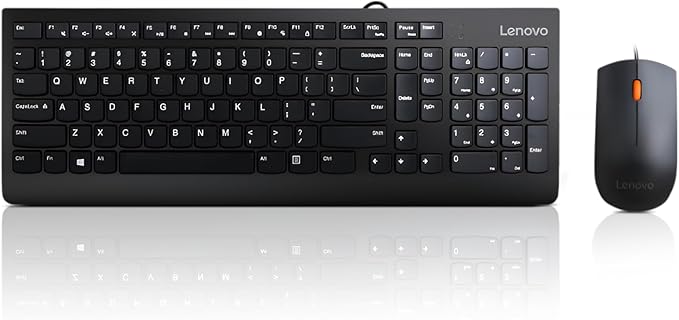 Lenovo 300 USB Combo, Full-Size Wired Keyboard & Mouse, Left or Right Hand Mouse by LENOVO
