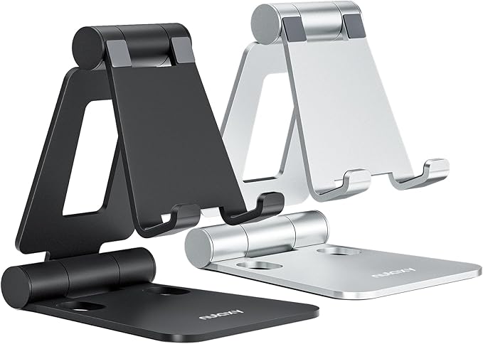 Nulaxy 2 Pack Dual Folding Cell Phone Stand, Fully Adjustable Foldable Desktop by Nulaxy