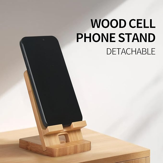 Wood Phone Stand, Desktop Wooden Phone Holder, Portable Office Phone Stand - Image 3