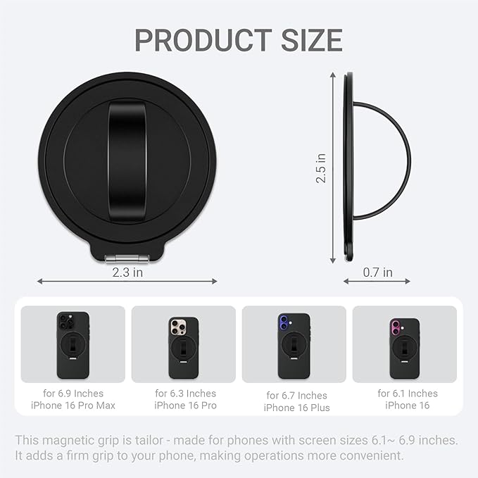 Grat 3 Upgraded Magnetic Phone Grip Stand, 360° Rotatable Silicone Strap Phone - Image 7