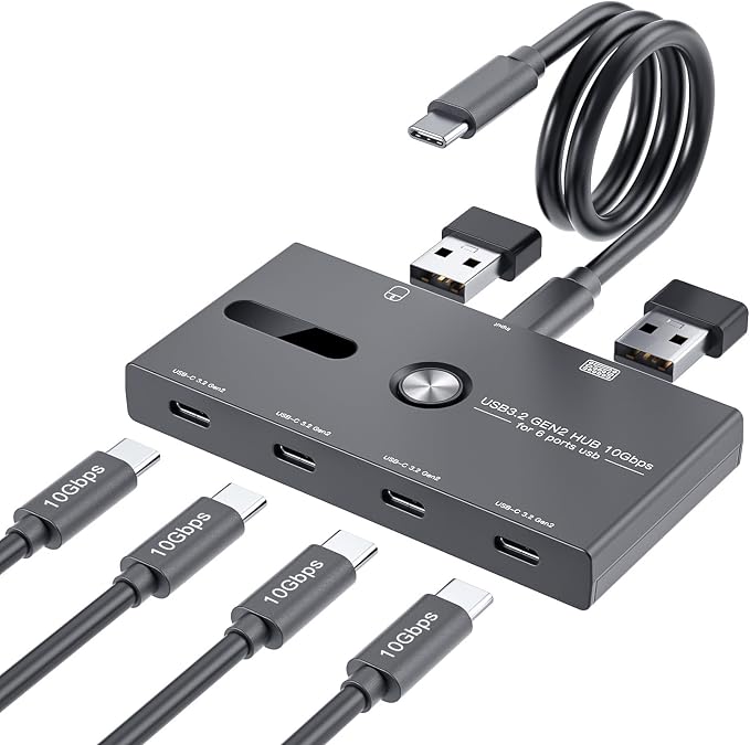 10Gbps USB C Hub, 6 Ports USB C Splitter, USB C to USB C Hub by ZIYUETEK