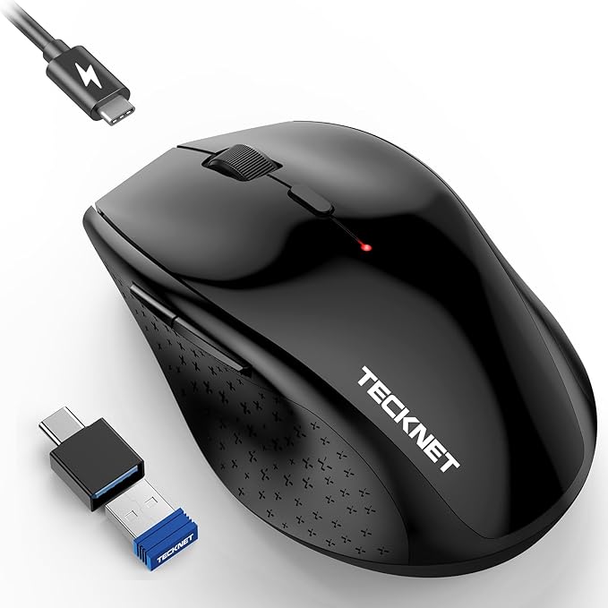 TECKNET Wireless Mouse Jiggler, USB-C Rechargeable Mouse, Silent Mouse Quiet by Tecknet