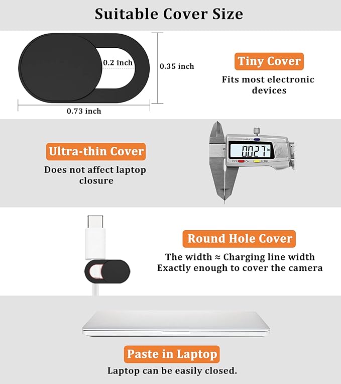 Webcam Cover, 0.03in Ultra Thin Slide Web Camera Covers - Image 3