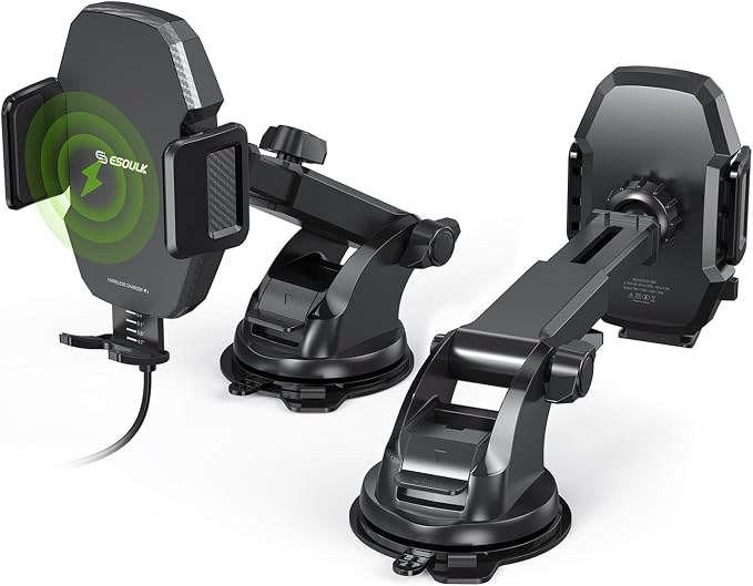 Car Phone Holder &15W Wireless Fast Charger, Auto-Clamp Qi Charging Mount - Image 2