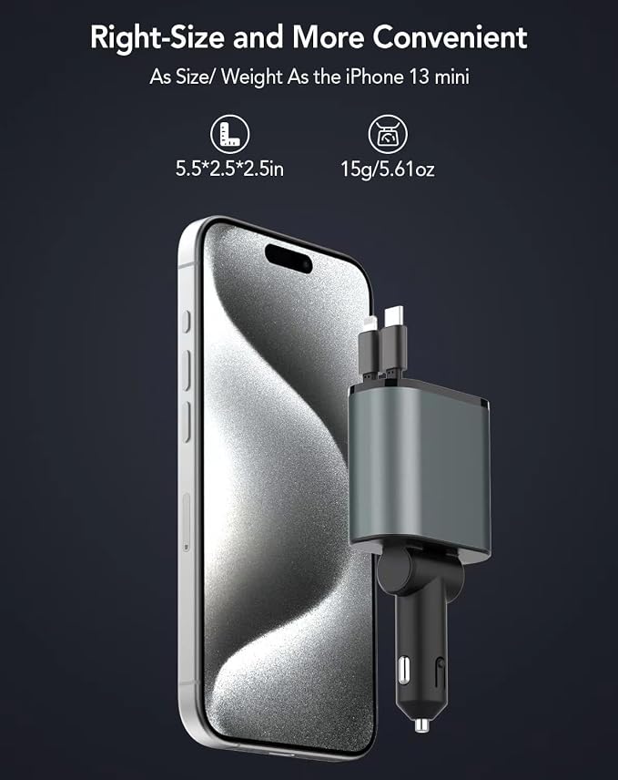 Retractable Car Charger, 4 in 1 Fast Charging 69W, Cigarette Lighter Adapter 2 - Image 8