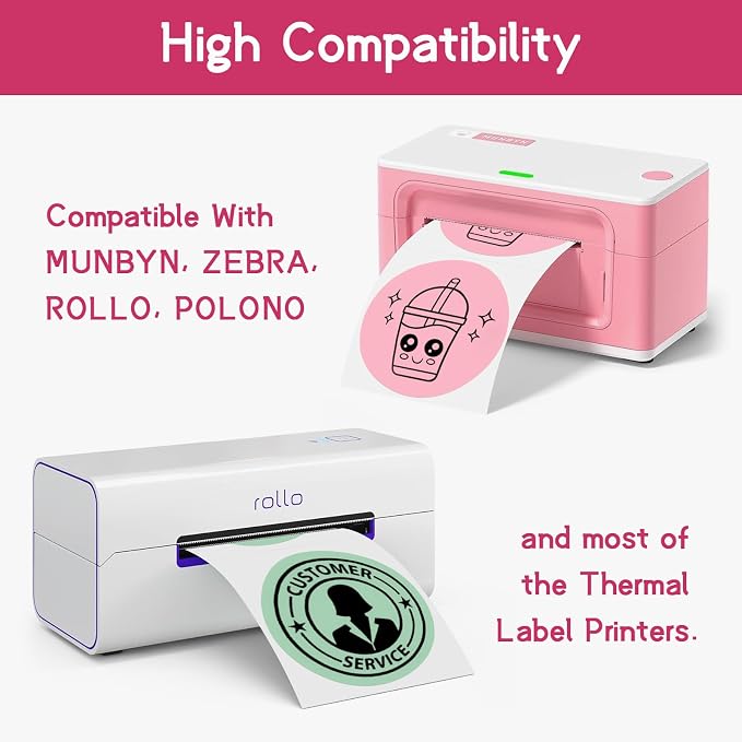 6 Rolls 2 Inch 6-Color Assorted Circle Direct Thermal Stickers Labels, - Image 5