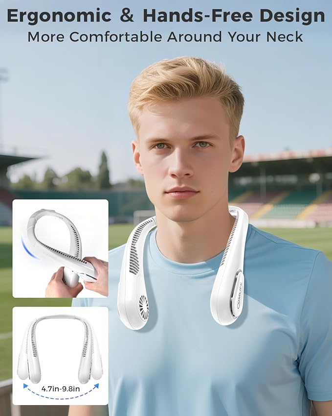 Portable Bladeless Neck Fan, 5000mAh Rechargeable Battery, 3 Speeds, Workout - Image 3