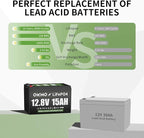 OKMO 12V 15Ah LiFePO4 Lithium Battery 12.8V, 4000+ Deep Cycles rechargeable - Image 4