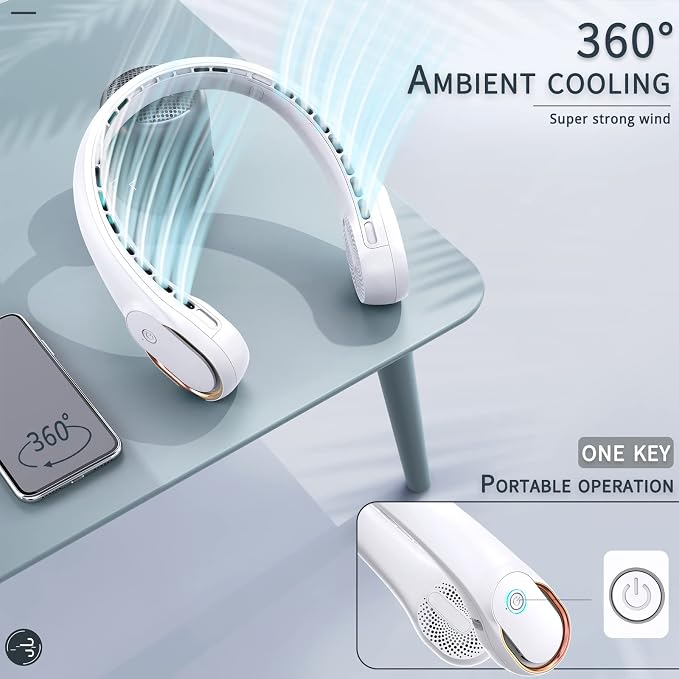 Portable Neck Fan, Bladeless Neck Fan, USB Rechargeable Personal Fan, 4000 mAh - Image 5