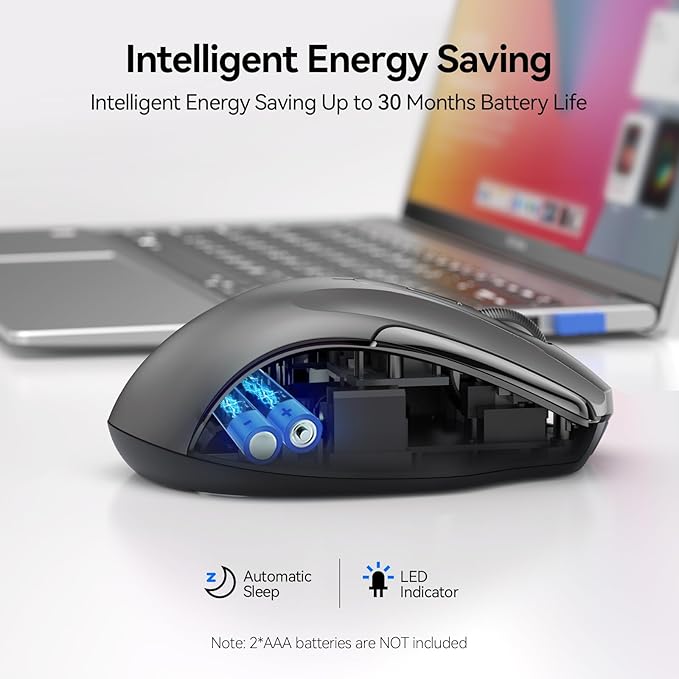 TECKNET Wireless Mouse Silent 4800 DPI Computer USB A & Bluetooth Mouse 6 - Image 6