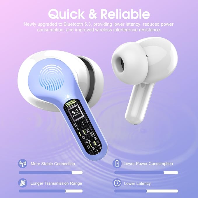 Wireless Earbuds, IP7 Waterproof in Ear Earphones, LED Display Ear buds - Image 2