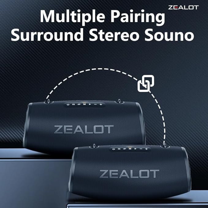 ZEALOT 80W Portable Bluetooth Speaker, Stereo Sound - Image 6