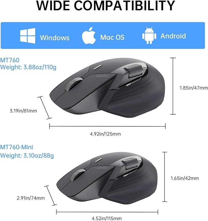 Rapoo MT760Mini Bluetooth Wireless Mouse - Image 8