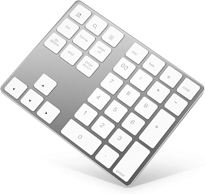 Bluetooth Number Pad, Rechargeable Wireless Numeric Keypad Slim 34-Keys by HoRiMe