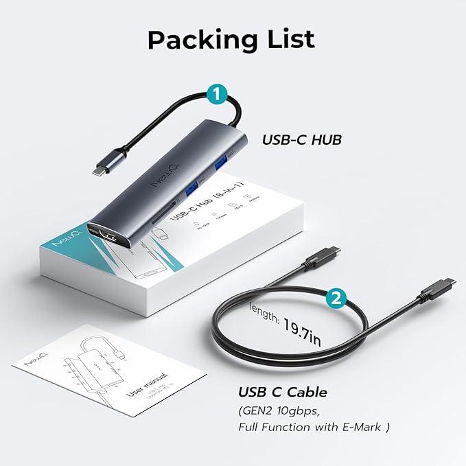 USB C to USBC Hub Dual/Triple Monitor, USBC Splitter 4K@30-60Hz - Image 8