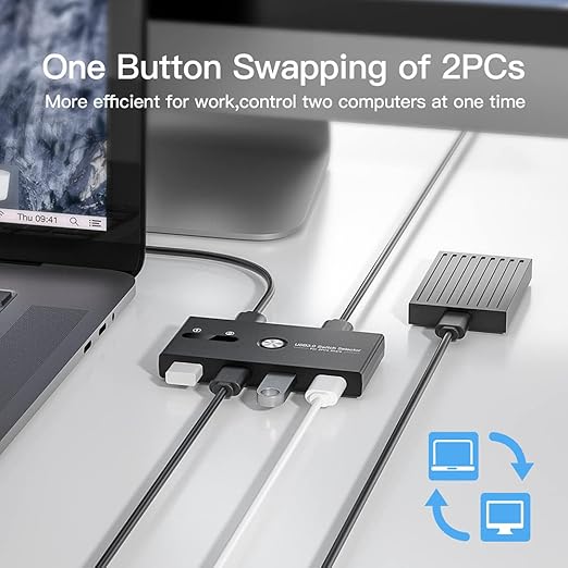USB Switch, USB 3.0 Switcher 2 Computers Share 4 USB - Image 5