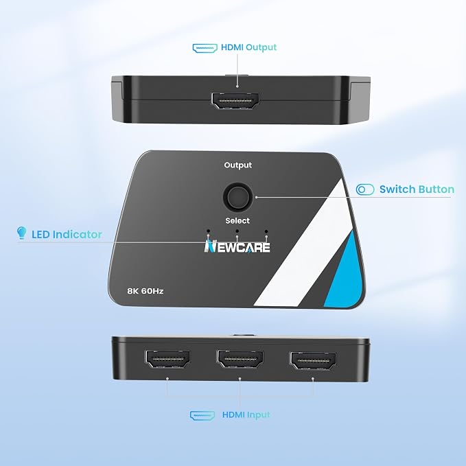 NEWCARE 4K@120Hz HDMI Switch 3 in 1 Out, HDMI 2.1 Splitter 8K@60Hz - Image 8