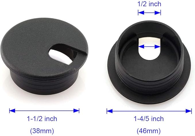 HJ Garden 2pcs 1-1/2 inch Desk Wire Cord Cable Grommets Hole Cover Office PC - Image 2