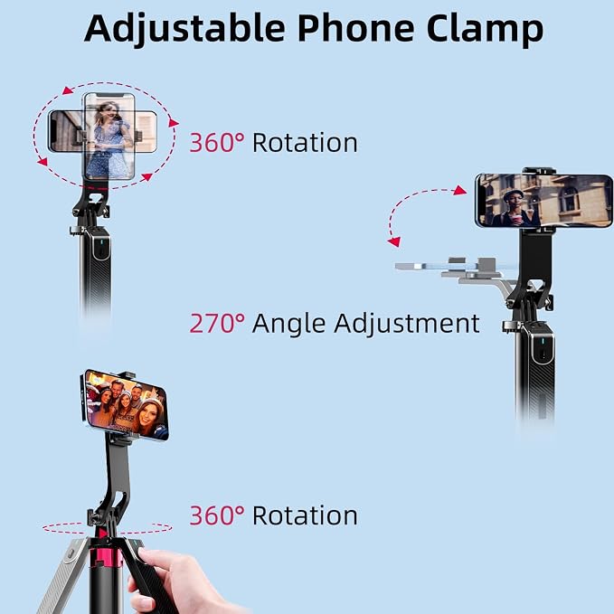 WOVTE 62" Selfie Stick with 2 Lights, Extendable Stand - Image 3