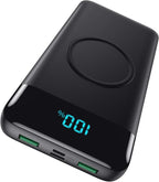 Wireless Portable Charger 30800mAh, 15W Wireless Charging USB C Power Bank by YHO