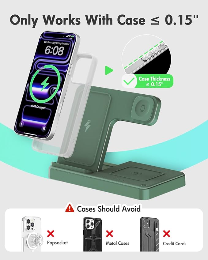 Wireless Charger Stand Charging Station: 3 in 1 Charger Multiple Devices - Image 3