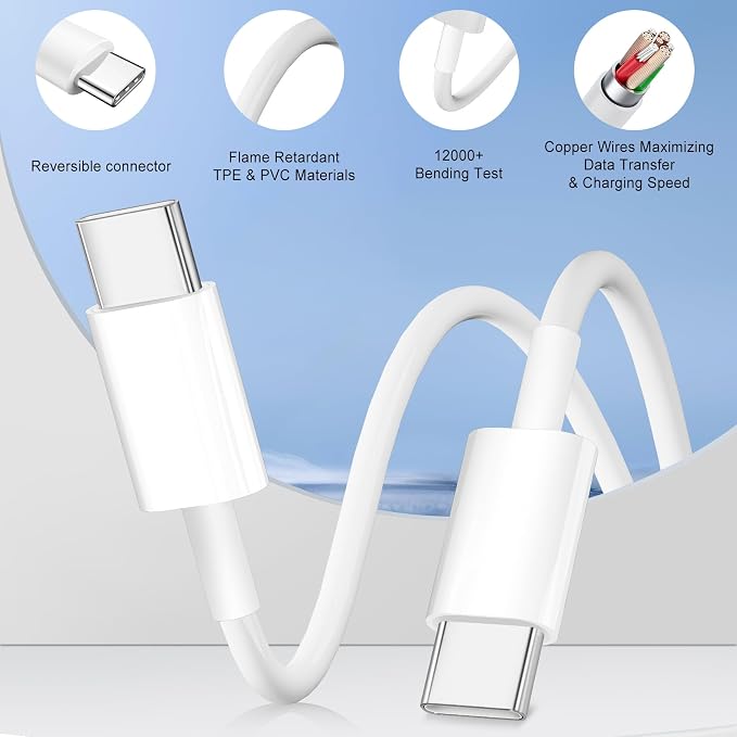 Fast iPhone 16 15 Charger, Dual Port USB C Charger Fast Charging Block - Image 5
