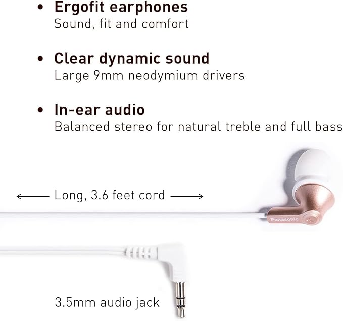 Panasonic ErgoFit Wired Earbuds, 3.5mm Jack In-Ear Headphones Wired - Image 2