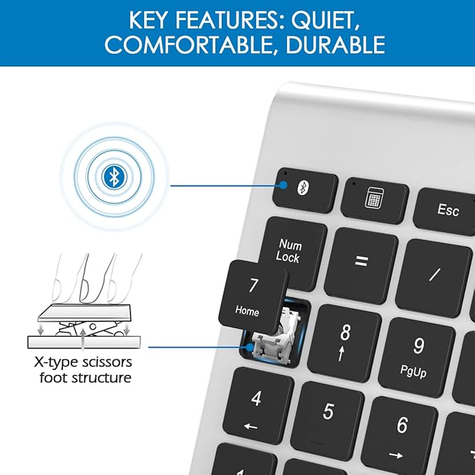 Foloda Number Pad for Laptop, Wireless Bluetooth Number Numeric Keypad Numpad - Image 5