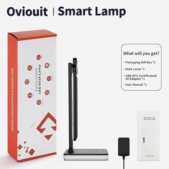 LED Desk Lamp with Charger, USB Charging Port, Dual Swing Arm Desk Light with 5 - Image 9