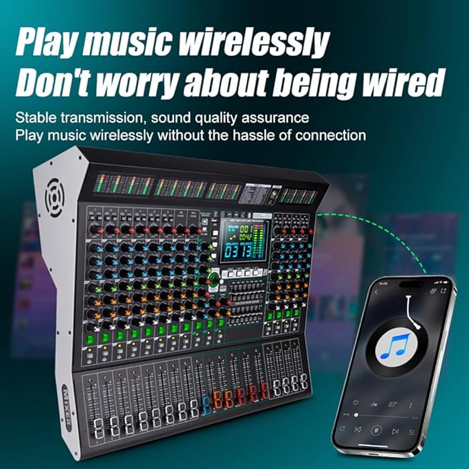 MD-14 14-Channel Professional Audio Mixer, 99 DSP Effects, LED Display - Image 7