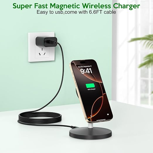 2Pack Magnetic Wireless Mag-Safe Charger Stand, Long 6FT USB C Cable + USB C - Image 5
