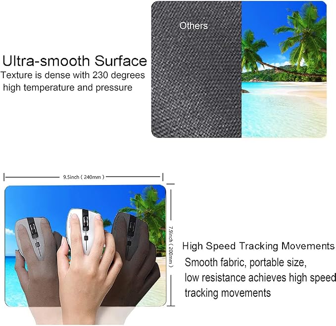 Mouse Pad, Square Beach Style Anti-Slip Rubber Mousepad - Image 3