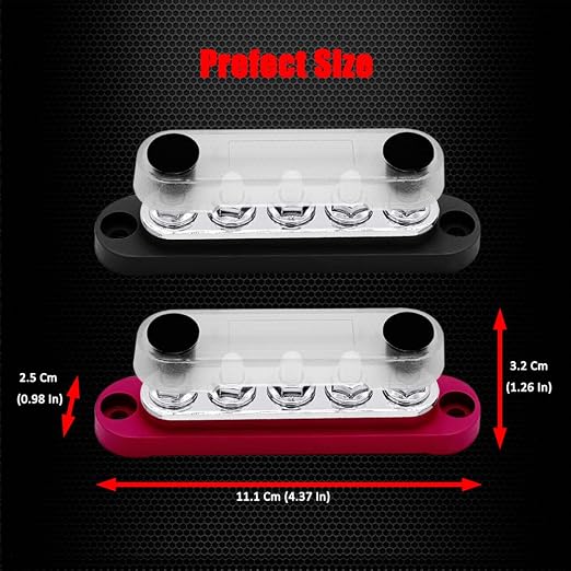5 x M6 Studs Power Distribution Block Bus Bar 12V, Ampper 4.3" 150A Marine - Image 5