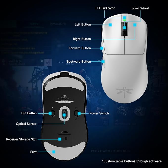 VGN F1 Pro Max Wireless Gaming Mouse - 55g Ultralight - 26000 Adjustable DPI - - Image 8